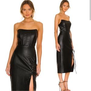 NBD Cosmina strapless leather dress